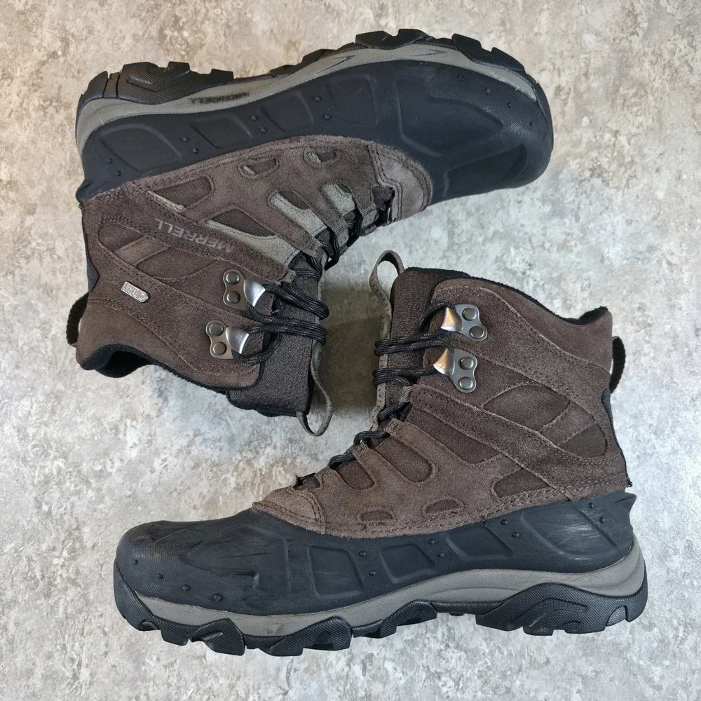 Merrell Moab Polar Brown Duck Boots Mens 9 Waterproof Hiking Insulated 400 Gram